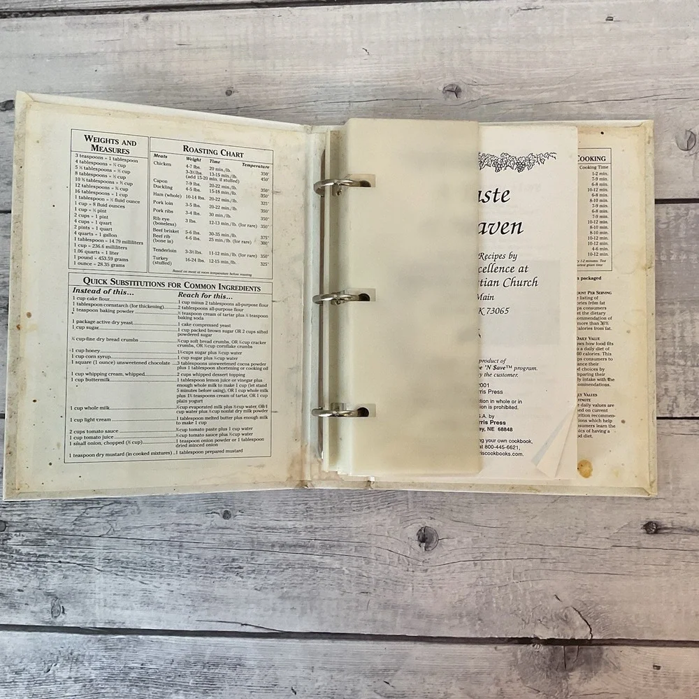 Taste Of Heaven Cookbook Newcastle Christian Church 2001‎ Oklahoma 3 Ring Binder